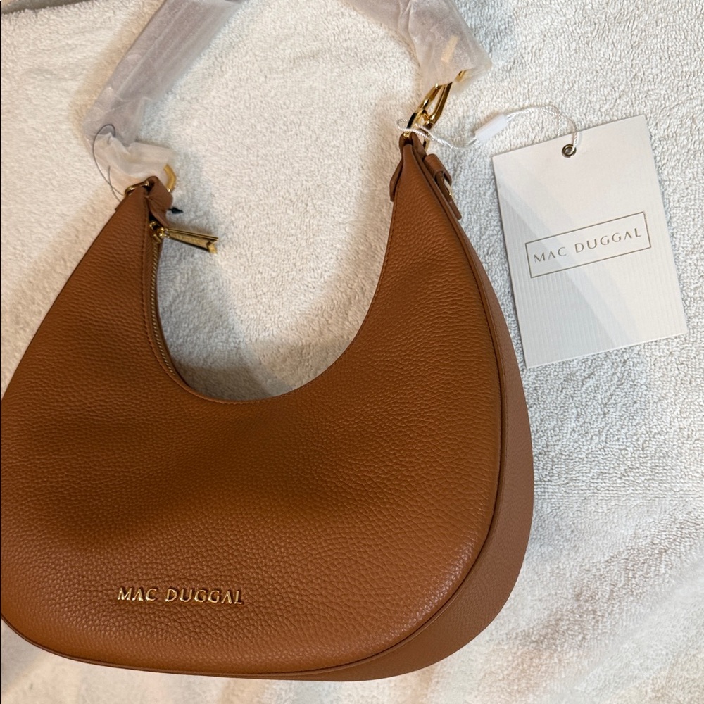 Mac Duggal Tan Leather Shoulder Bag - Picture 6 of 6
